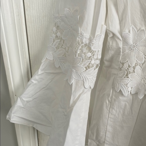 Boston Proper White Dress with Floral Details - Picture 5 of 9